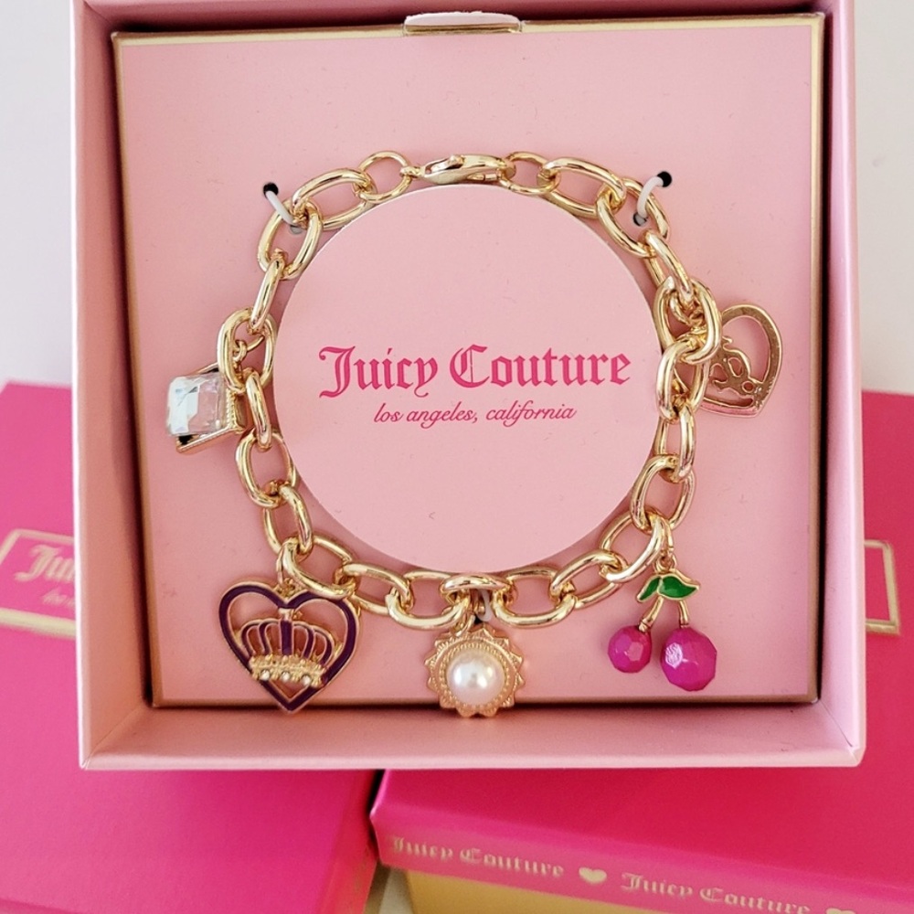 Juicy Couture Gold and Pink Charm Bracelet NWOT - Picture 3 of 4